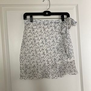 Nasty Gal White Mock Wrap Skirt With Blue Stars (Size: 4)